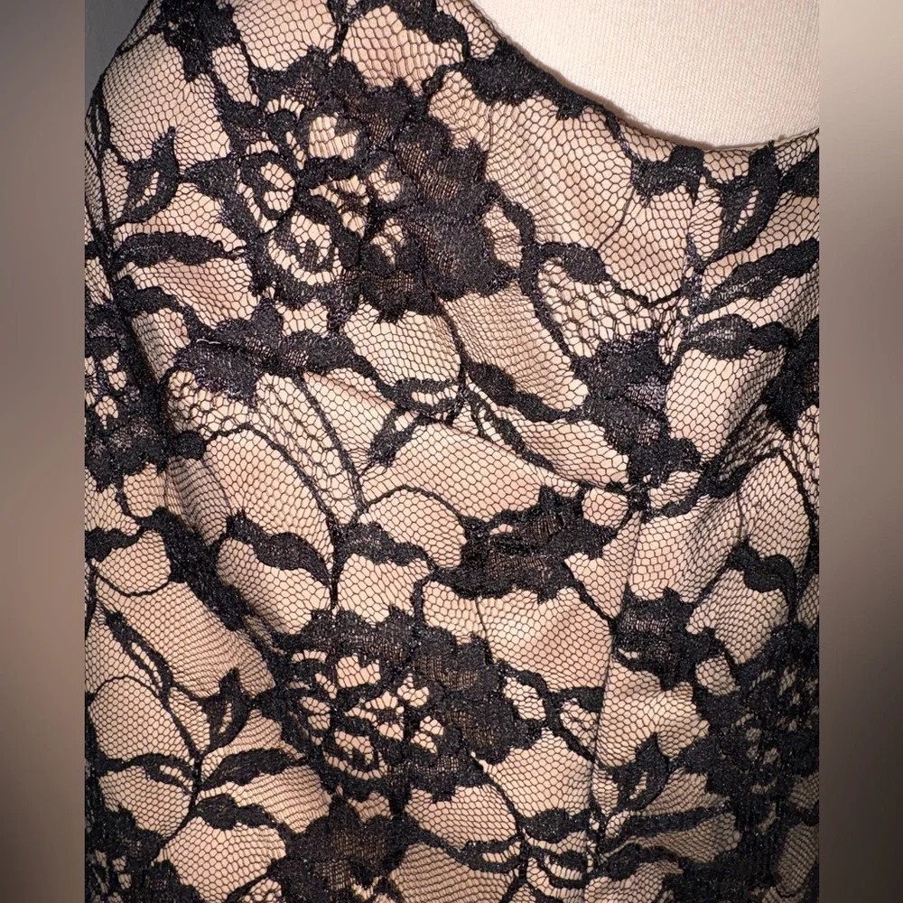 Vintage Jessica Howard Petite Black Lace Overlay Nude Lining Side Zip Size 12 - Picture 6 of 7